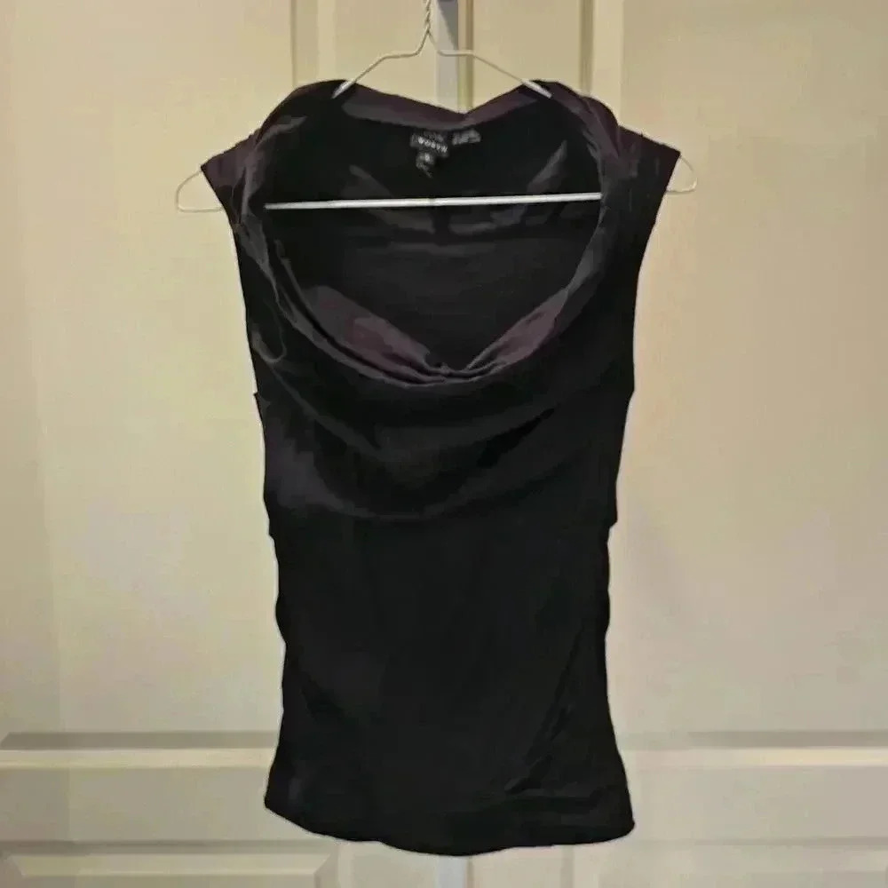 Worth Black  Cowl Neck Sleeveless Top